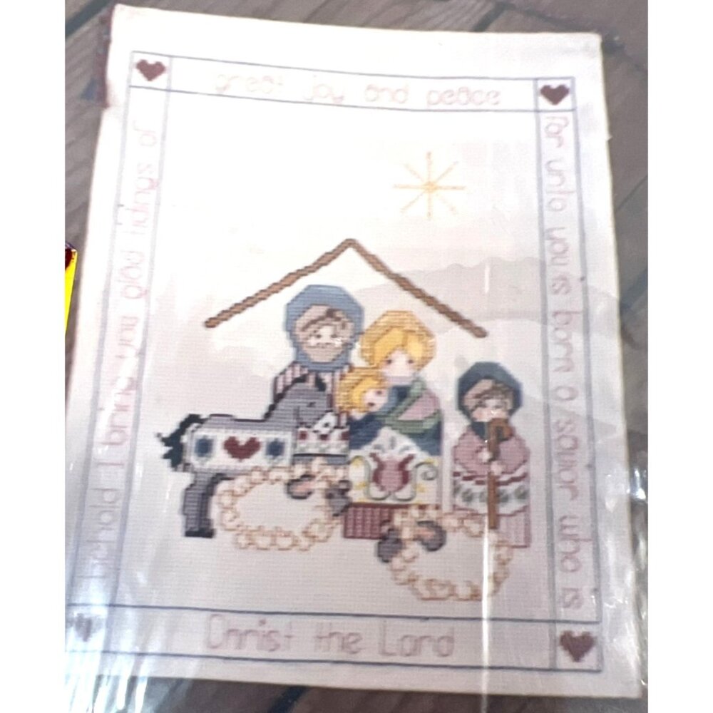 Dry Creek Designs Nativity Banner Cross Stitch Kit With Brass Horn Hanger